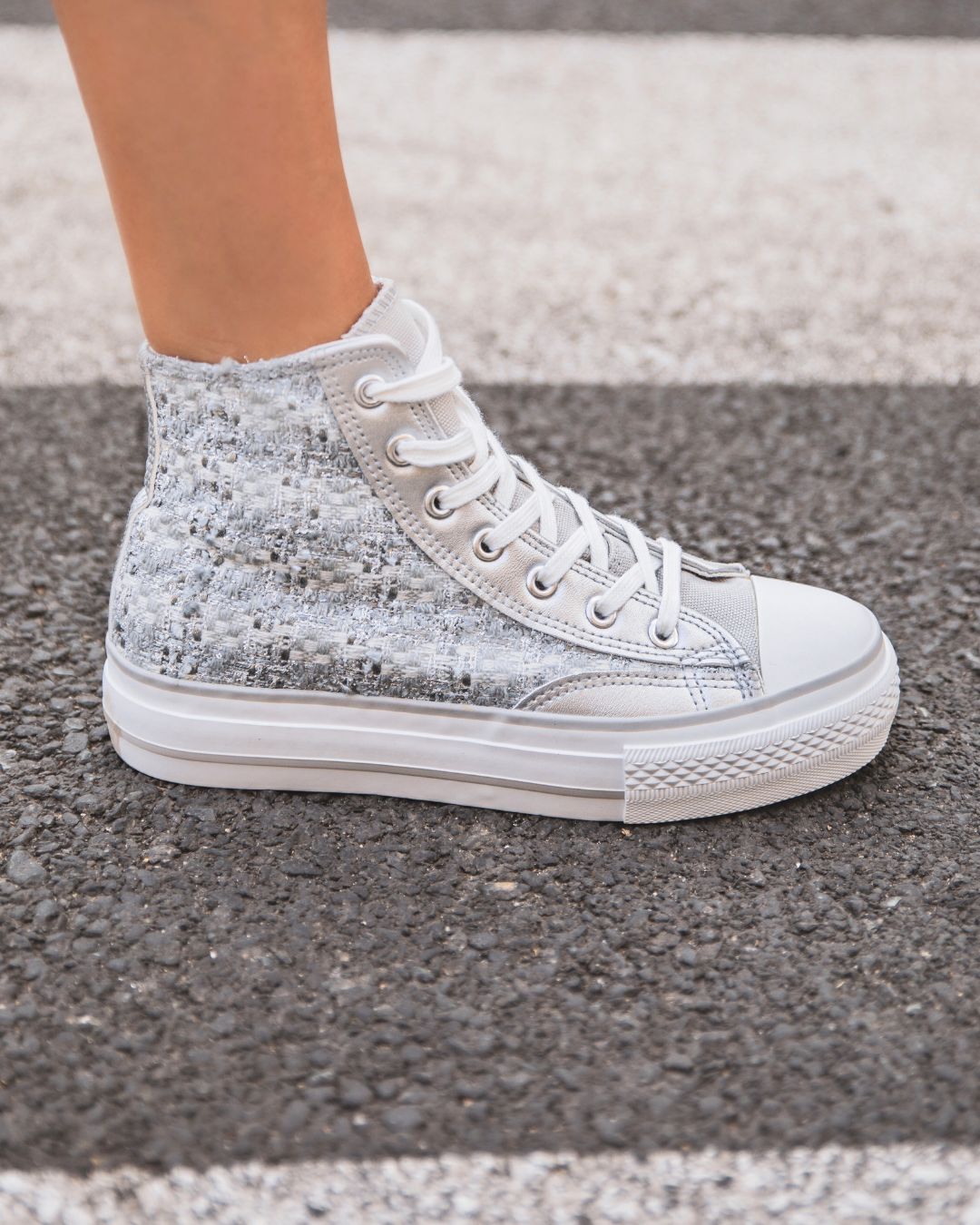 Converse altas plateadas sales