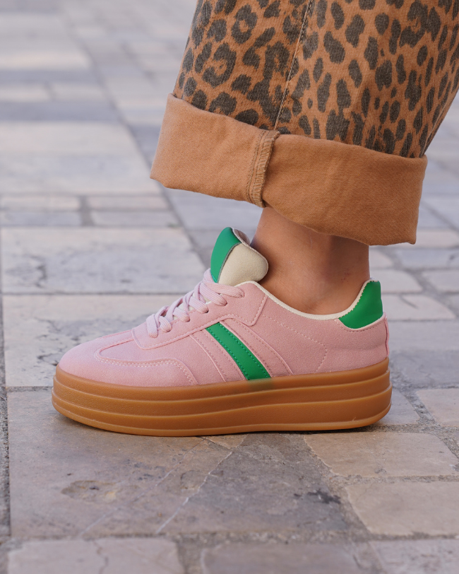 Zapatillas rosas mujer con cuna y cordones Ondine