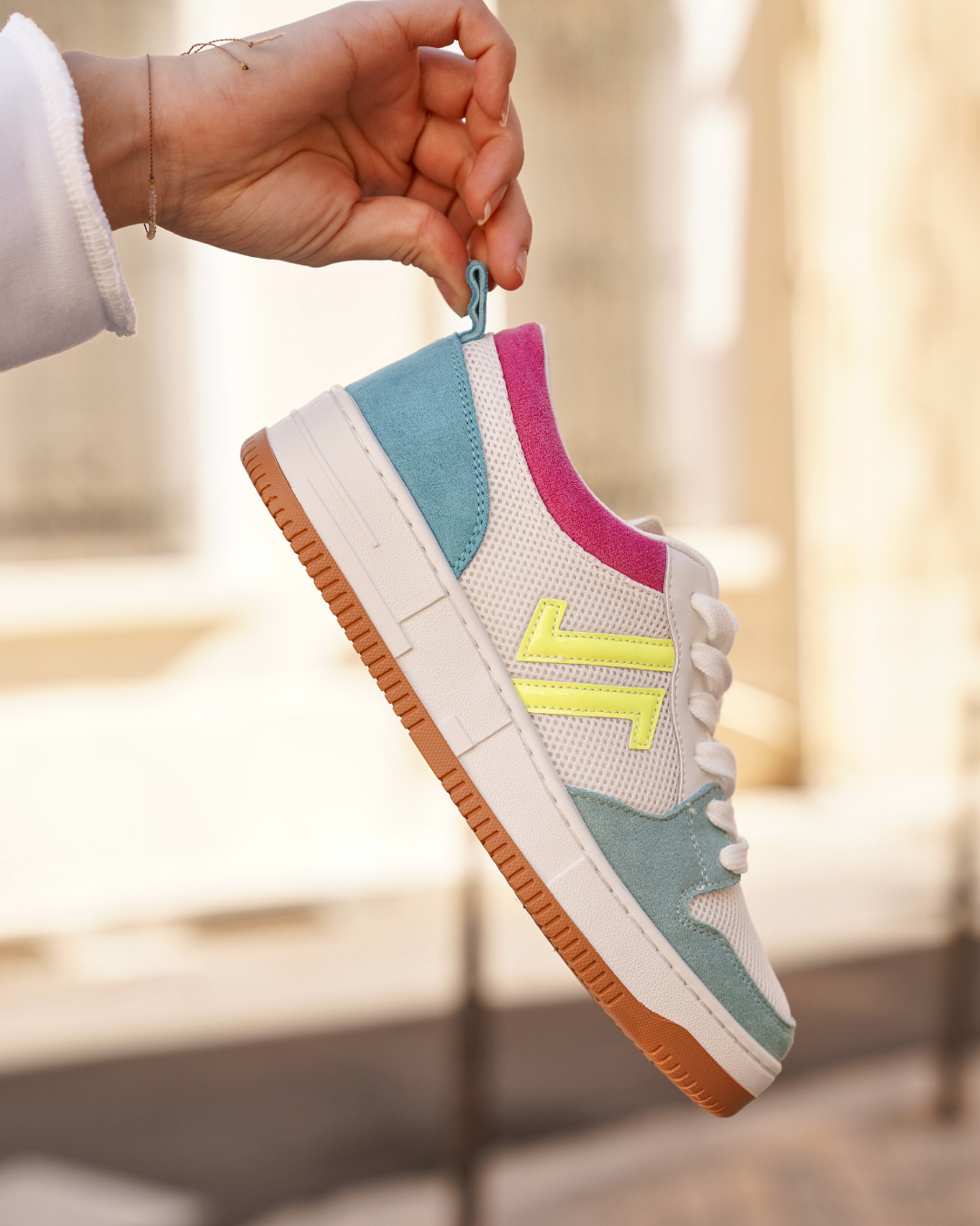 Zapatillas mujer azul pastel con cordones - CL85 PASTEL