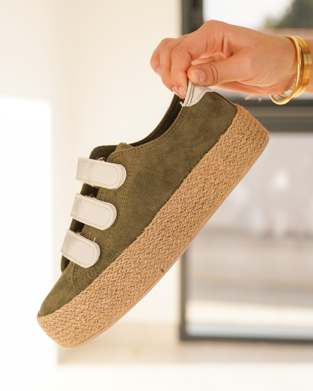 Zapatillas mujer de lona caqui - Delphine