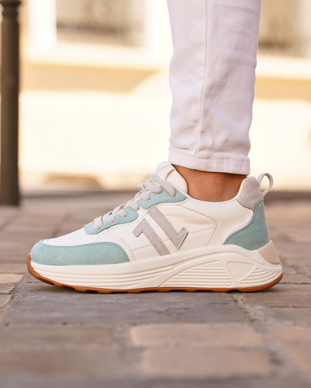 Zapatillas plataforma mujer azul pastel con cordones - CL89 PASTEL