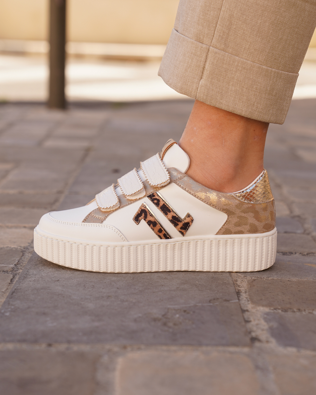 Zapatillas mujer creepers leopardo con velcro - CL83 LEO