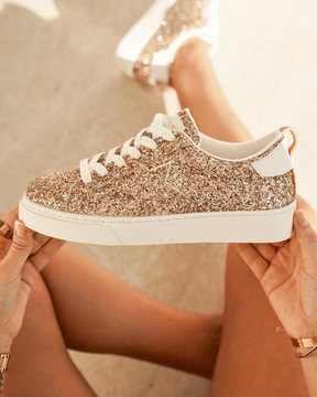 Zapatillas doradas mujer con cordones - Alicia