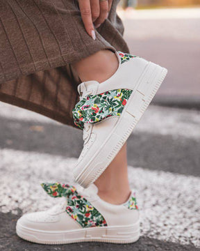 Zapatillas de mujer blancas con cinta de bandana - CLE02 GREEN - Casualmode.es