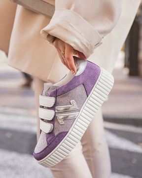 Zapatillas para mujer color morado con suela gruesa y cierre de velcro estilo creepers - CL73 PURPLE - Casualmode.es