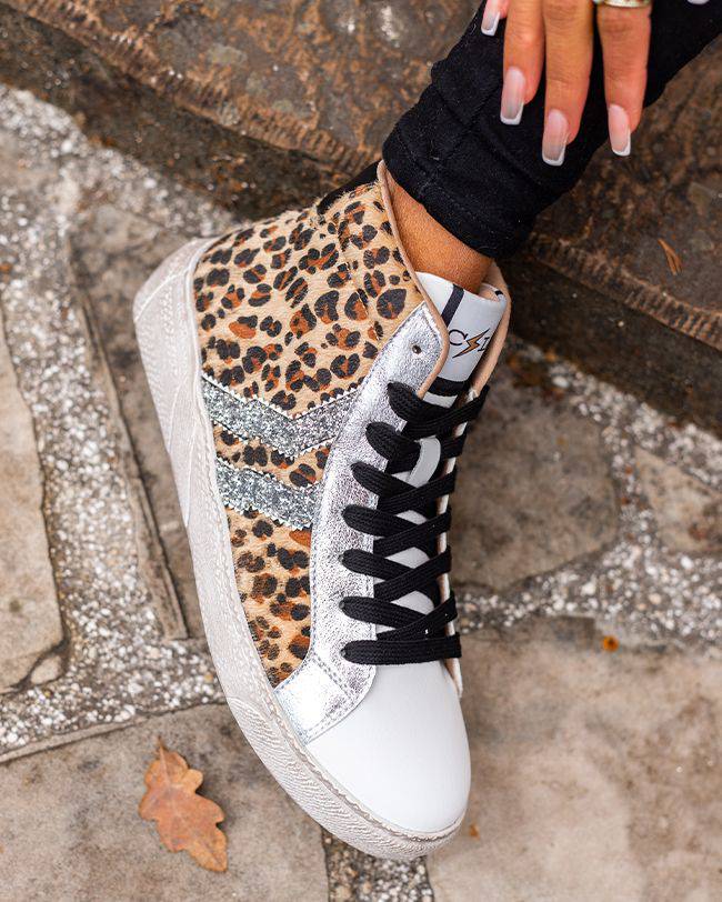 Zapatillas de mujer de estampado de leopardo altas - CL61 LEO - Casualmode.es