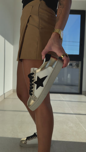 Zapatillas blancas mujer con estrella y cordones - Arianna