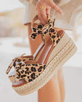 Sandale femme compensée CUIR léopard - MJNP98 - Casual Mode