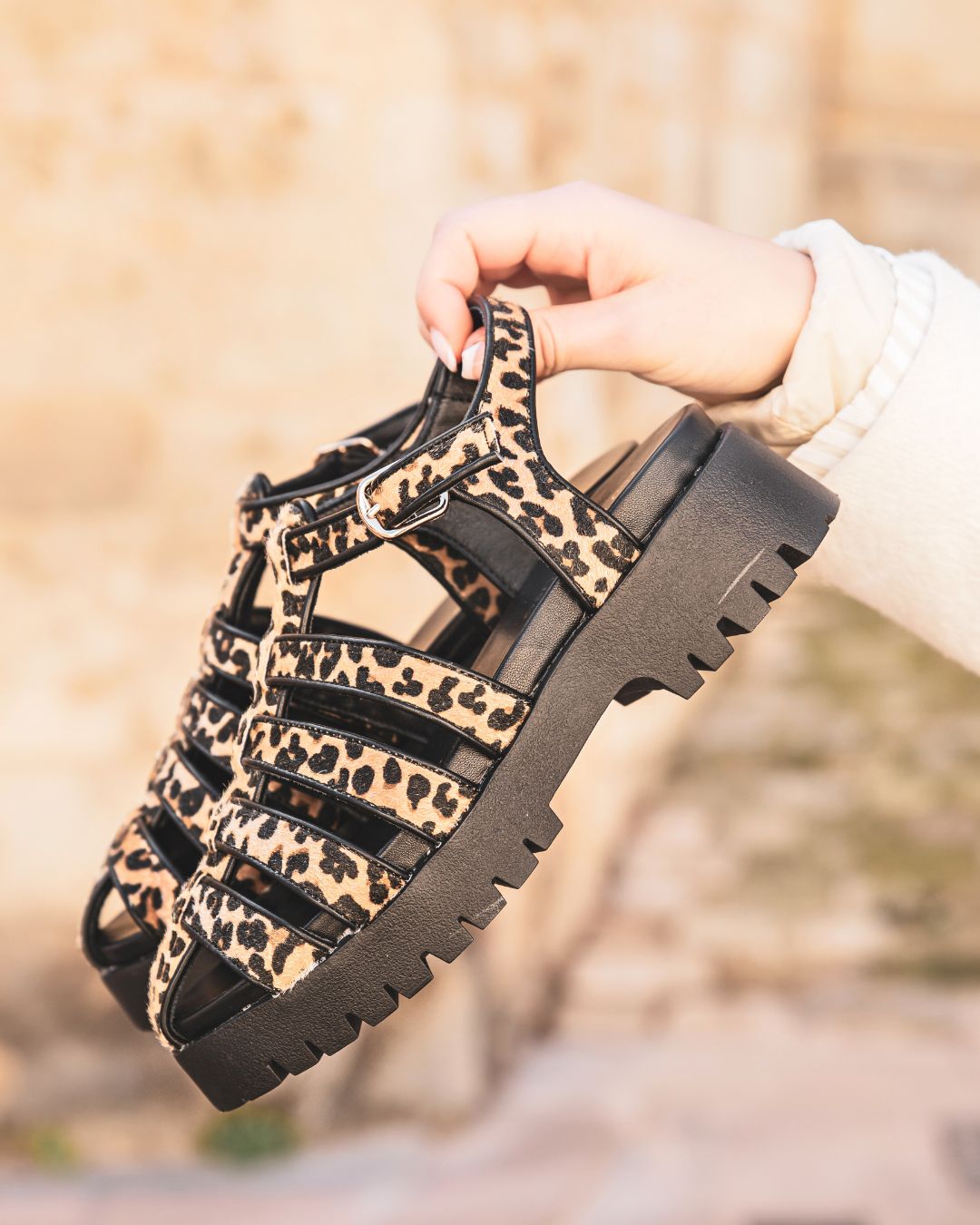 Sandalia de plataforma para mujer con estampado de leopardo - Margaux - Casualmode.es