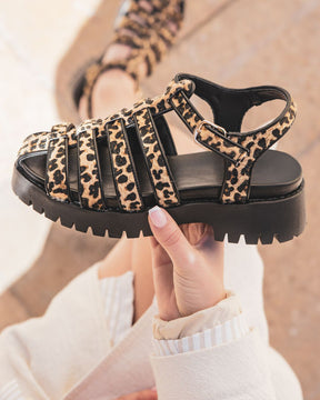Sandalia de plataforma para mujer con estampado de leopardo - Margaux - Casualmode.es